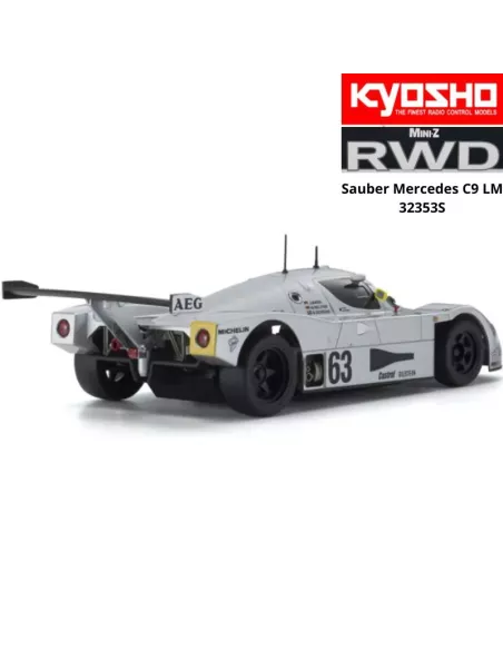 Mini RC Car 1/28 Scale Kyosho Mini-Z RWD Sports W-LM (102mm) Sauber Mercedes C9 N.63 AEG KT531P 2.4ghz ReadySet 32353S