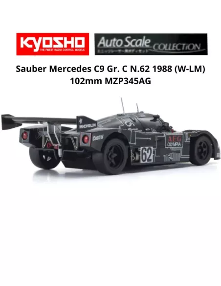 Painted Body 102mm Kyosho Mini-Z Sauber Mercedes C9 Gr. C N.62 1988 (W-LM) MZP345AG