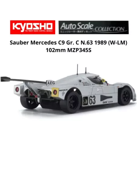 Painted Body 102mm Kyosho Mini-Z W-LM Sauber Mercedes C9 Gr.C No. 63 AEG 1989 MZP345S