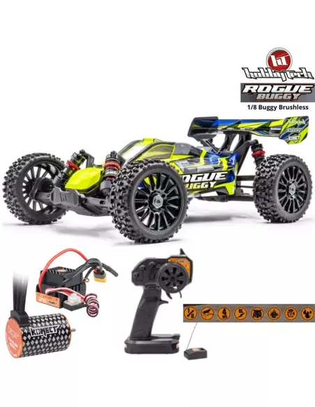 RC Car Hobbytech Rogue Buggy Yellow EP 1/8 ReadySet RTR 2.4Ghz Konect 1.ROGB.YE.RTR