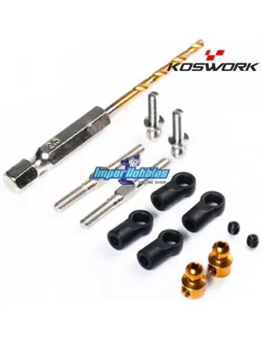 Kit enlaces / soporte estabilizadora trasera Kyosho Optima Series Koswork KOS04305ROD - OTW102B/OTW135/UTW005B