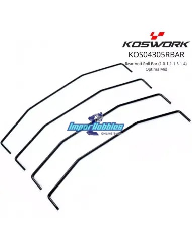 Set estabilizadoras traseras 1.0 / 1.1 / 1.3 / 1.4mm Kyosho Optima Series Koswork KOS04305RBAR