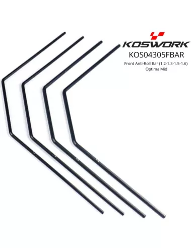 Front Stabilizer Anti-Roll Bar Set 1.2-1.3-1.5-1.6 Kyosho Optima Series Koswork KOS04305FBAR