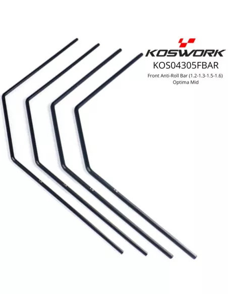 Front Stabilizer Anti-Roll Bar Set 1.2-1.3-1.5-1.6 Kyosho Optima Series Koswork KOS04305FBAR