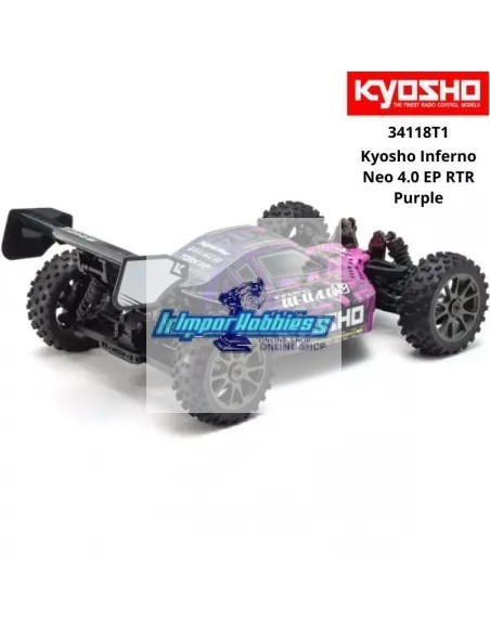 Coches RC Escala 1/8 Buggy Kyosho Inferno Neo 4.0 VE Purpura 2.4Ghz Readyset Eléctrico TORX 8 - KT-231P+ 34118T1