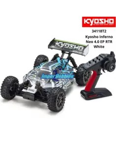 Coches RC Escala 1/8 Buggy Kyosho Inferno Neo 4.0 VE Blanco 2.4Ghz Readyset Eléctrico TORX 8 - KT-231P+ 34118T2