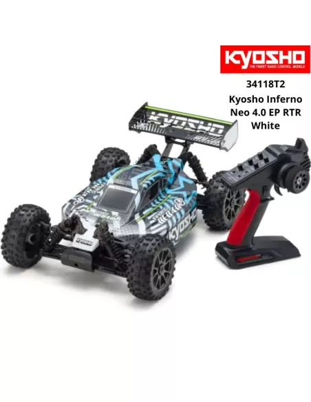 RC Car 1/8 Scale Buggy Kyosho Inferno Neo 4.0 VE White 2.4Ghz Electric Readyset TORX 8 - KT-231P+ 34118T2