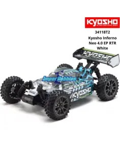 Coches RC Escala 1/8 Buggy Kyosho Inferno Neo 4.0 VE Blanco 2.4Ghz Readyset Eléctrico TORX 8 - KT-231P+ 34118T2 2