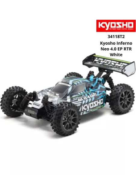 RC Car 1/8 Scale Buggy Kyosho Inferno Neo 4.0 VE White 2.4Ghz Electric Readyset TORX 8 - KT-231P+ 34118T2