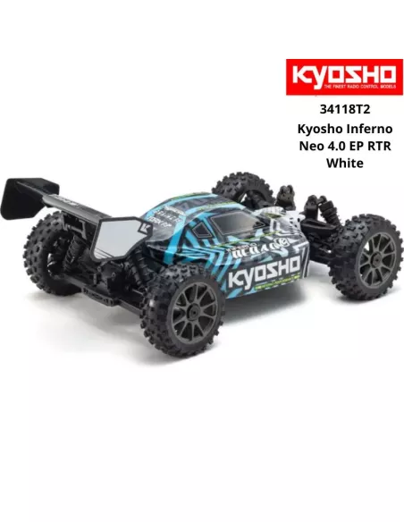 RC Car 1/8 Scale Buggy Kyosho Inferno Neo 4.0 VE White 2.4Ghz Electric Readyset TORX 8 - KT-231P+ 34118T2