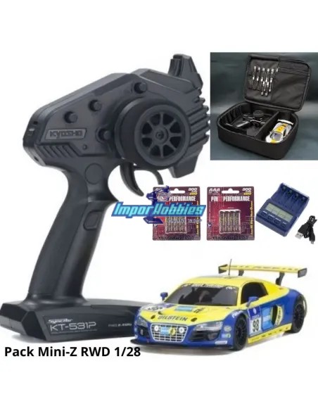 Pack Voiture RC Kyosho Mini-Z RWD 1/28 Audi R8 LMS NRG 2010 98 32329BT