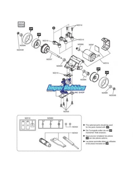 Differentiel Type MM / RM / HM Kyosho Mini-Z MR-015 / MR-02 / MR-03 / RWD MZ207 - Kyosho Mini-Z MR-03 Sports / MR-03 VE - Pièces