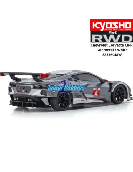 Mini RC Car 1/28 Scale Kyosho Mini-Z MR-04 RWD Chevrolet Corvette C8-R Gunmetal / White W-MM KT531P 2.4ghz 32356GMW