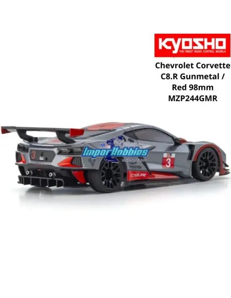 Carrocería pintada 98mm Kyosho Mini-Z Chevrolet Corvette C8-R Gunmetal / Roja MZP244GMR