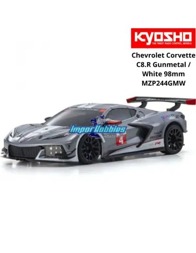 Carrocería pintada 98mm Kyosho Mini-Z Chevrolet Corvette C8-R Gunmetal / Blanca MZP244GMW