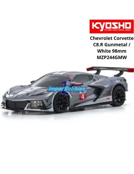 Carrosserie peinte 98mm Kyosho Mini-Z Chevrolet Corvette C8-R Gunmetal / Blanc MZP244GMW