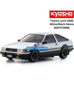 Carrosserie peinte 94mm Kyosho Mini-Z AWD Toyota Corolla Levin AE86 Blanc / Noir MZP473WBK