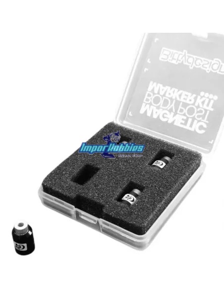 Soporte / Postes magnético de marcado de carrocerías lexan coche rc en negro 6mm 1/10 (4 Uds.) Bittydesign BDBPMK10-B