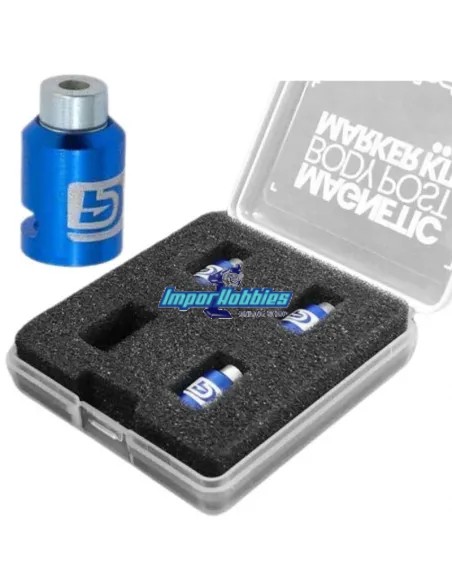Support magnétique pour perçage de carrosserie en bleue 6mm 1/10 (4 U.) Bittydesign BDBPMK10-B