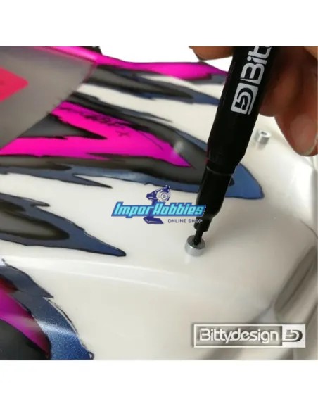 Soporte / Postes magnético de marcado de carrocerías lexan coche rc en azul 6mm 1/10 (4 Uds.) Bittydesign BDBPMK10-B