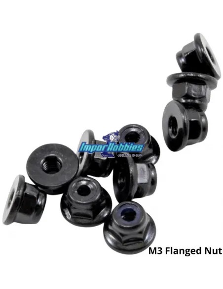 Écrou en acier autobloquant M3 flanged noir (10 U.) Fussion FS-TN032