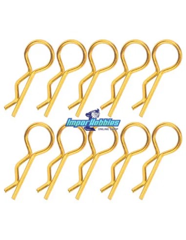 Clips de carrocería rectos coches rc  escala 1/8 - dorados (10 Uds.) Fussion FS-WD024