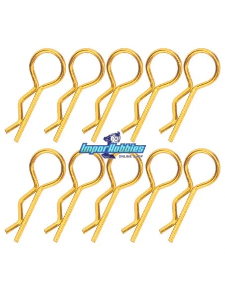 Clips de carrocería rectos coches rc  escala 1/8 - dorados (10 Uds.) Fussion FS-WD024