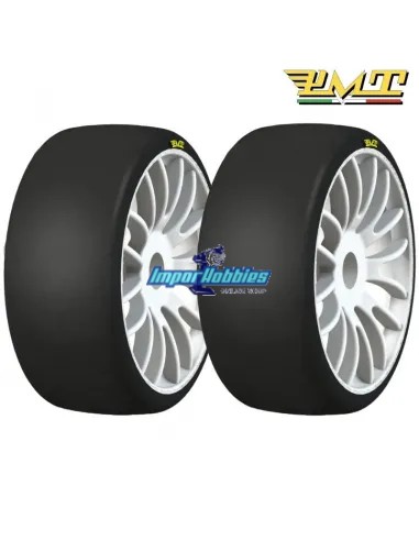 Tyres PMT Racing Slicks 1/8 GT - Rally Game - Glued In White Rim (2 U.) RALLY S0 - Ultra  -Super - Soft - Medium - Hard