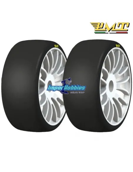 Tyres PMT Racing Slicks 1/8 GT - Rally Game - Glued In White Rim (2 U.) RALLY S0 - Ultra  -Super - Soft - Medium - Hard