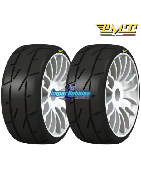 PMT Racing Carved 1/8 GT - Rally Game RC Car Tyres - White Rim (2 U.) RALLY18-Q - Ultra - Super - Soft - Medium - Hard