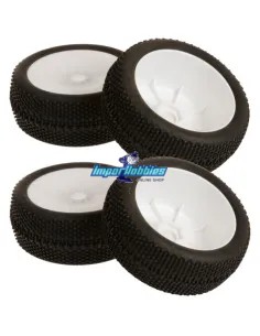 Dragon Racing Tires (4 U.) Glued In White Rim 1/8 Buggy DRG214002 - Race Tires - 1/8 Buggy