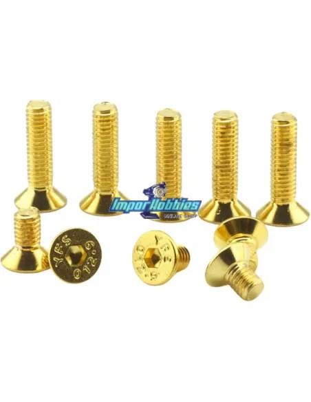 Flat Head Screws M3 - Gold (10 U.) Fussion FS-TFG30xx  - 3x5 - 3x6 - 3x8 - 3x10 -3x12