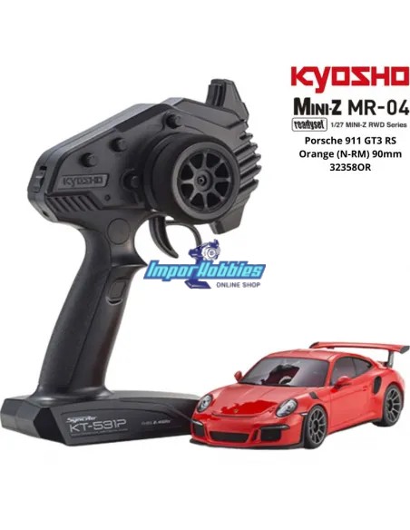 Mini RC Car 1/28 Scale Kyosho Mini-Z MR-04 RWD Porsche 911 GT3 RS Orange N-RM 90mm KT531P 2.4ghz 32358OR