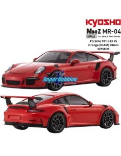 Mini RC Car 1/28 Scale Kyosho Mini-Z MR-04 RWD Porsche 911 GT3 RS Orange N-RM 90mm KT531P 2.4ghz 32358OR 2