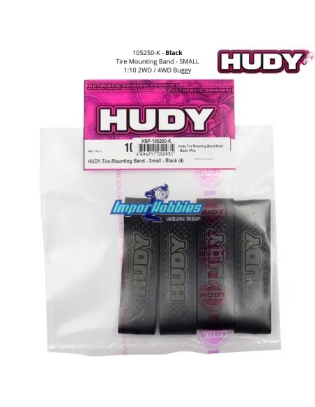 Bandas elásticas para pegado ruedas 1/10 Buggy Hudy 105250-K - Negras