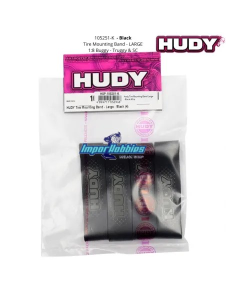 Bandas elásticas para pegado ruedas 1/8 Buggy - Truggy & Short Course Hudy 105251-K - Negras