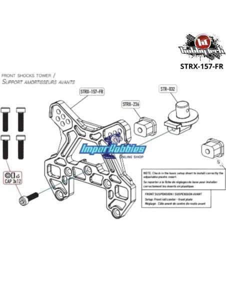 Soporte de amortiguador delantero 5mm Hobbytech XR / RR / NXT EVO RR STRX-157-FR