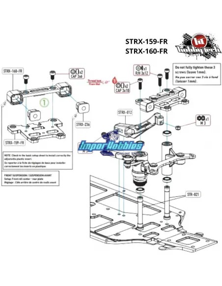 Placa sujeción del eje superior delantero en aluminio OAS Hobbytech NXT XR / NXT EVO RR STRX-160-FR