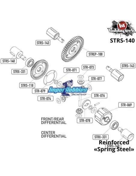 Noix de differentiel Av / Ar Renforcé - Spring Steel (2 U.) Hobbytech STR8 / Spirit / NXT STRS-140