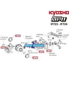 Casquillos de caja de diferencial Kyosho Inferno MP11 IF723 2