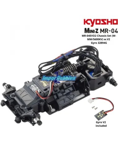 Mini voiture RC 1/28 Kyosho Mini-Z MR-04EVO2 5600KV Chassis Set 98mm W-MM 32894G avec gyroscope V2 inclus