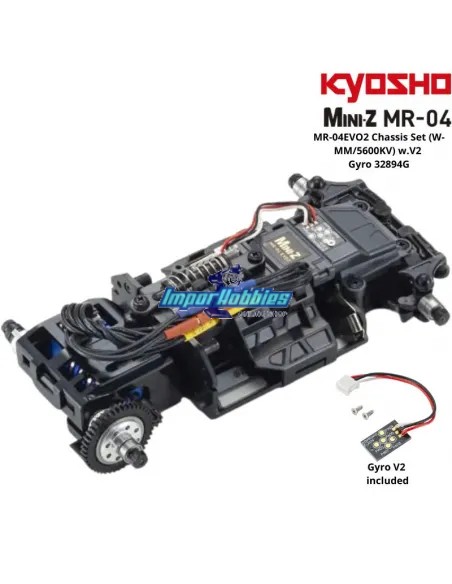 Mini voiture RC 1/28 Kyosho Mini-Z MR-04EVO2 5600KV Chassis Set 98mm W-MM 32894G avec gyroscope V2 inclus
