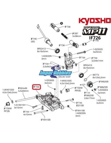 Rear Lower Suspension Arm Set (2 U.) Kyosho Inferno MP11 IF726