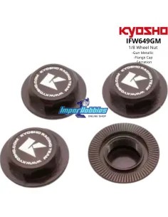 Wheel Nuts - Gun Metal -  Close - Serrated  M12 - 17mm 1/8 (4 U.) Kyosho IFW649GM