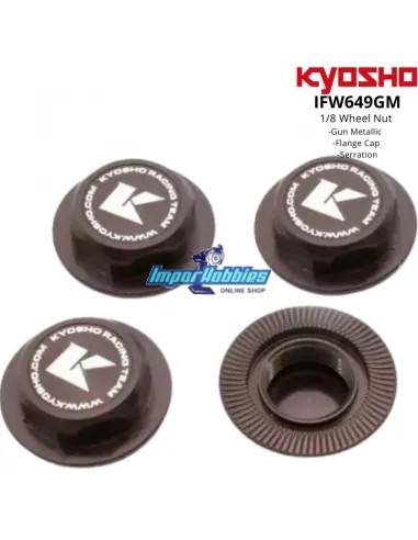 Wheel Nuts - Gun Metal -  Close - Serrated  M12 - 17mm 1/8 (4 U.) Kyosho IFW649GM