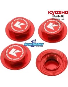 Wheel Nuts - Red -  Close - Serrated  M12 - 17mm 1/8 (4 U.) Kyosho IFW649R