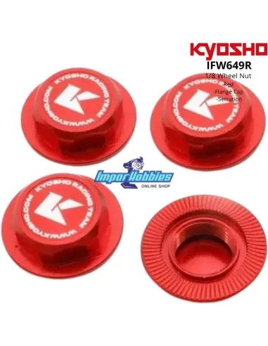 Ecrous de roues rouges fermés canneles M12 - 17mm 1/8 (4 U.) Kyosho IFW649R