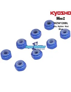 Wheel Nuts - Aluminum  - Blue - Kyosho Mini-Z MR-03  / MR-04 / RWD / AWD / Buggy / Crawler MZW128BL - MZW13BL
