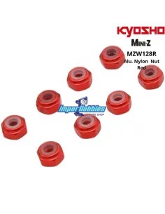 Écrous de roue en aluminium - Rouge - Kyosho Mini-Z MR-03  / MR-04 / RWD / AWD / Buggy / Crawler MZW128R - MZW13R