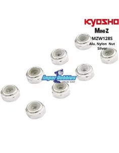 Wheel Nuts - Aluminum  - Silver - Kyosho Mini-Z MZW128S